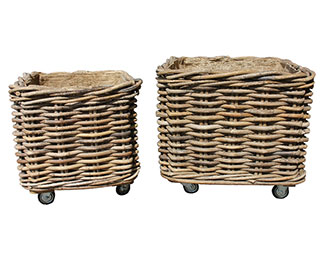 Natural Square Log Basket